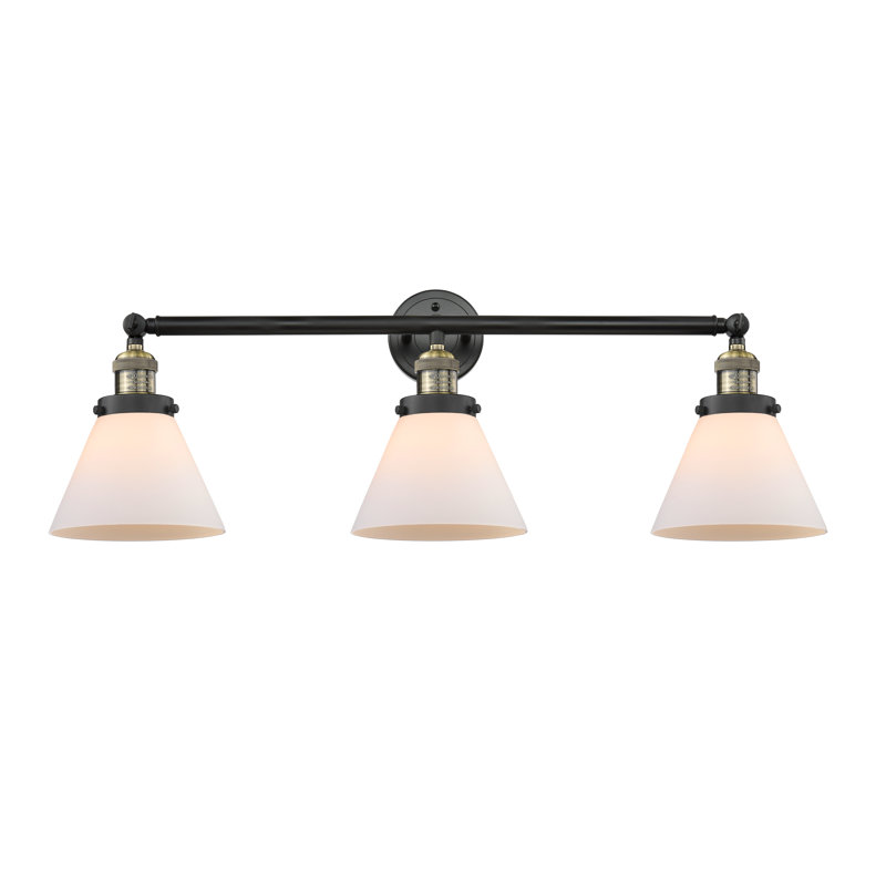 Sartain 3 - Light Dimmable Vanity Light, Matte White, Black Antique Brass, 6 Watt Vinage LED Bulb