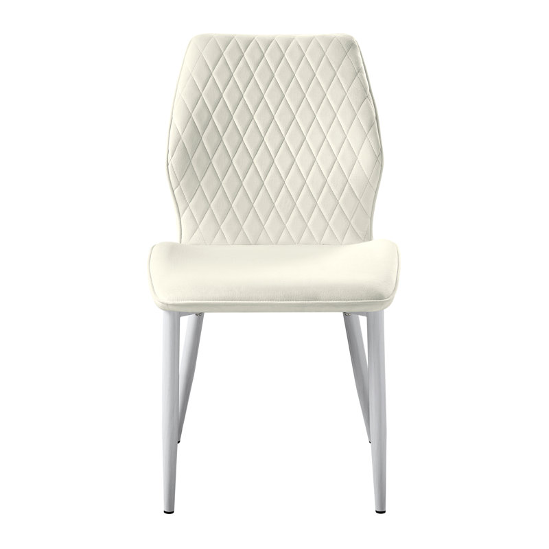 Hallie Diamond-Stitched Upholstered Side Chair, Beige