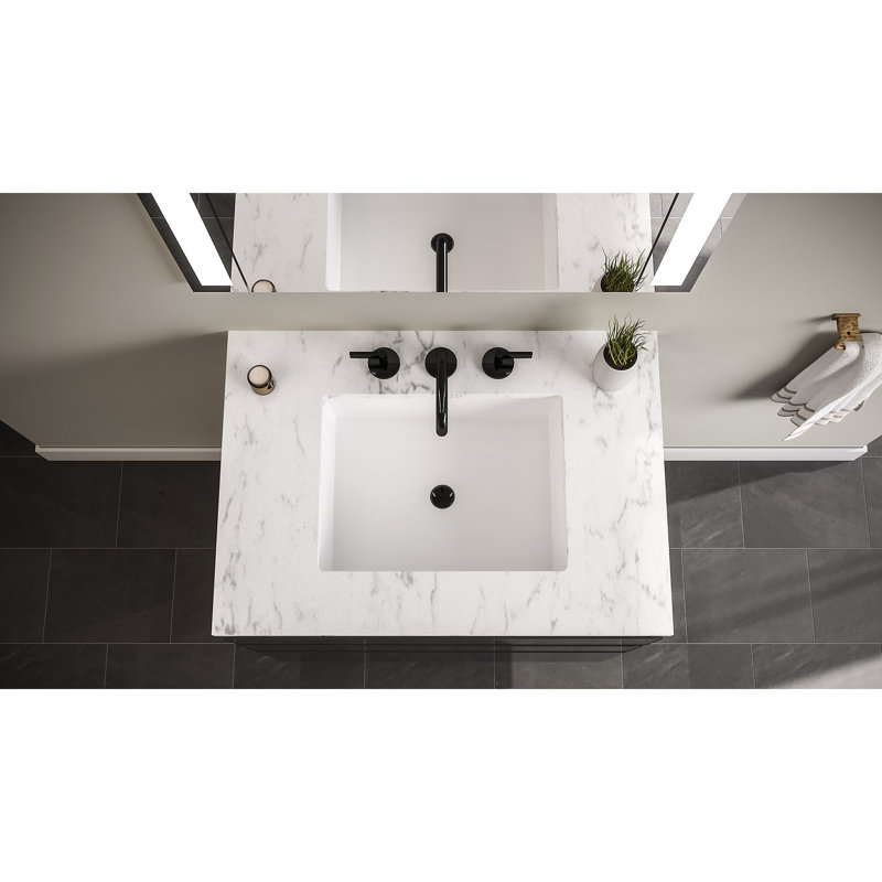 Ensemble de meuble-lavabo simple 31 "Curates, Miroir gris, Silestone Lyra, 31 po de largeur