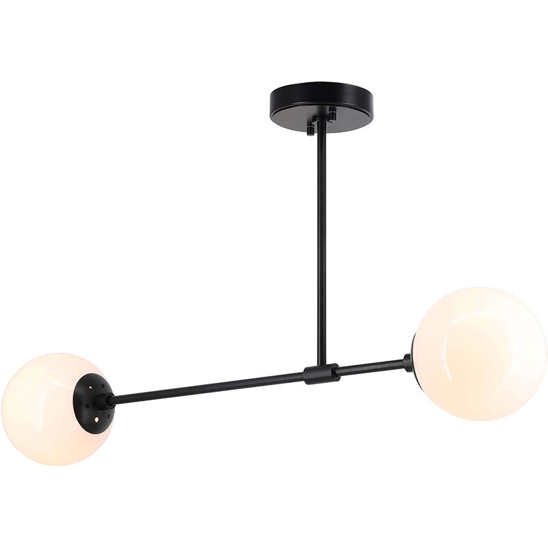 Matte Black 2-Light Globe Semi Flush Mount Ceiling Light
