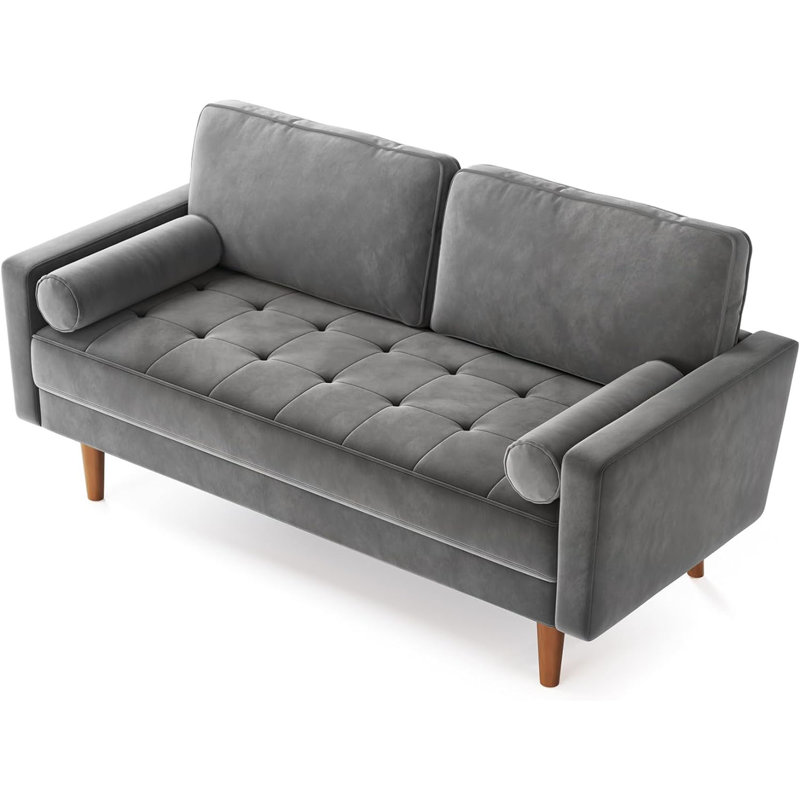 Delicat 58.46'' Velvet Loveseat, Gray Velvet
