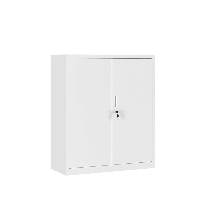 Keeona Metal Heavy Duty Secure Locking 2 Door 2 - Shelf Garage Office Home Storage Cabinet, White