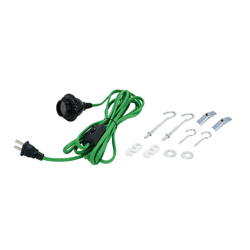 Plug-in Hanging Socket Pendant Fixture Lighting Kit, Green