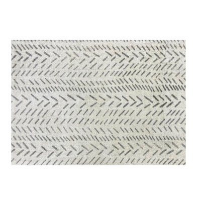 2' X 3' Taupe Abstract Machine Tufted Area Rug With UV Protection