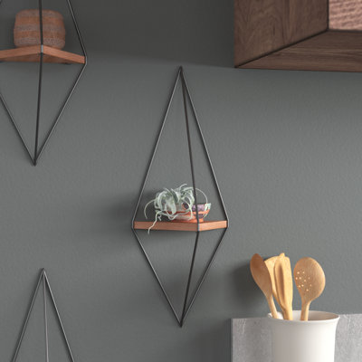 Modern Decorative Wooden Wall Shelf, 23.6 x 9.8 x 5.9 inches | 100% Spruce Wood with 100% Metal Frame, Walnut & Black Finish | Holds Up to 0.9 lbs | Perfect for Industrial & Novelty Decor, Stylish Storage Solution for Home & Office