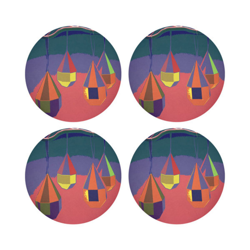 Ornaments Pebble 16" Vinyl Placemat, Coral/Teal