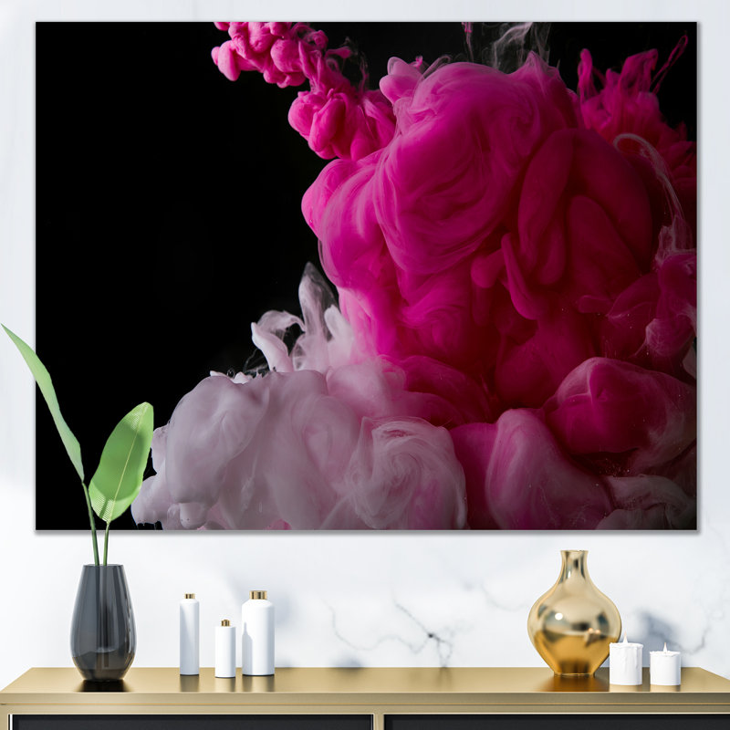 Peinture abstraite éclaboussure rose - œuvre d'art moderne sur toile, H 8 po x l 12 po x P 1 po, Toile tendue