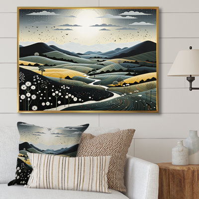 "Blue and Gold Modern African Landscape III", reproduction d'art sur toile