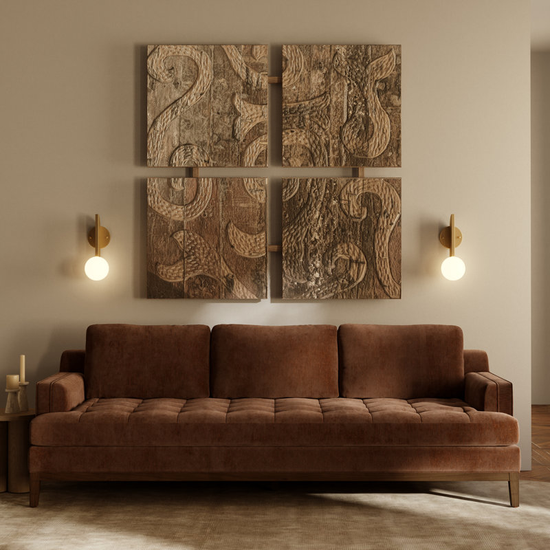 Vernon 99" Velvet Sofa in Bronzer Brown, Bronzer Brown