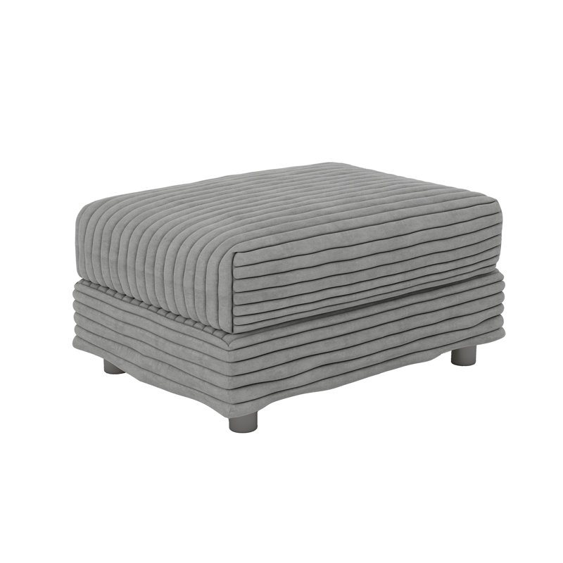Plush Corduroy Ottoman To Combine With 2 Seater Sofa (Only Including Ottoman), Gray