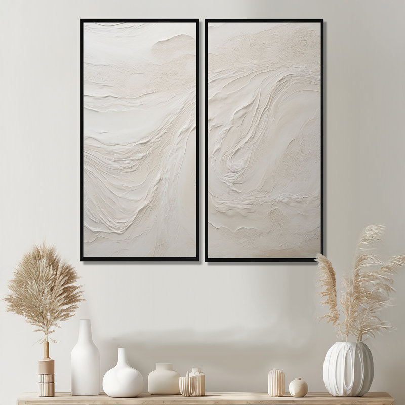 Décoration murale 2 pièces Clate - Beige, Floater Framed Print without Mat, 32" H x 32" W, Black