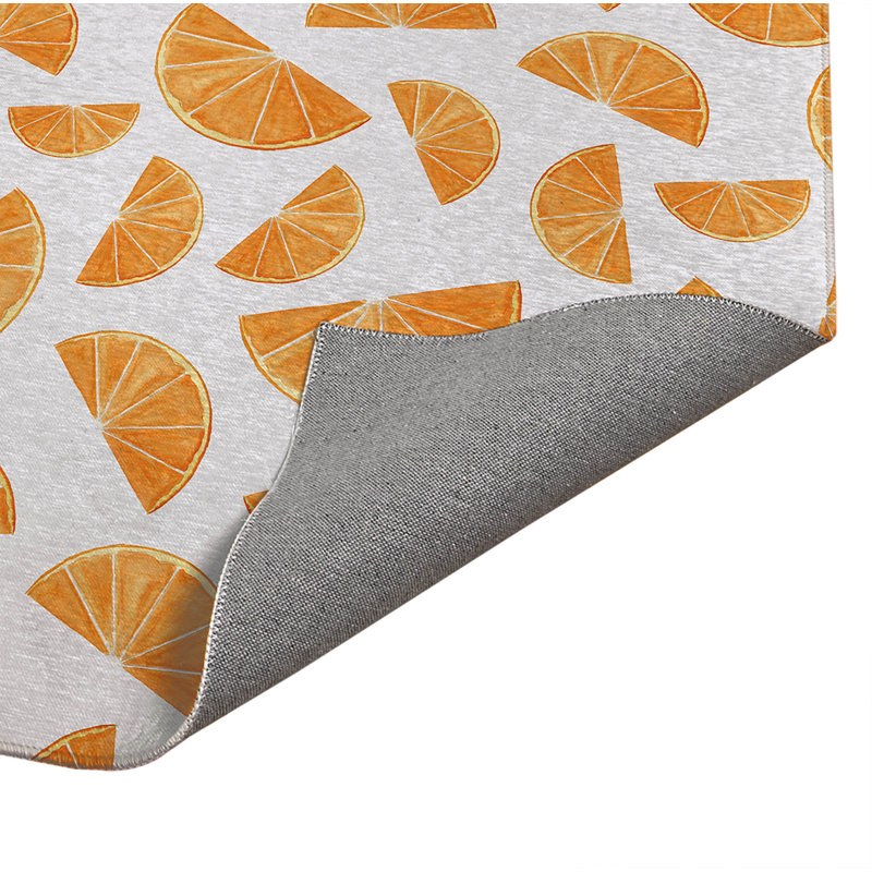 Tapis de cuisine antidérapant Summer Oranges, Blanc, Rectangulaire 2 pi x 3 pi