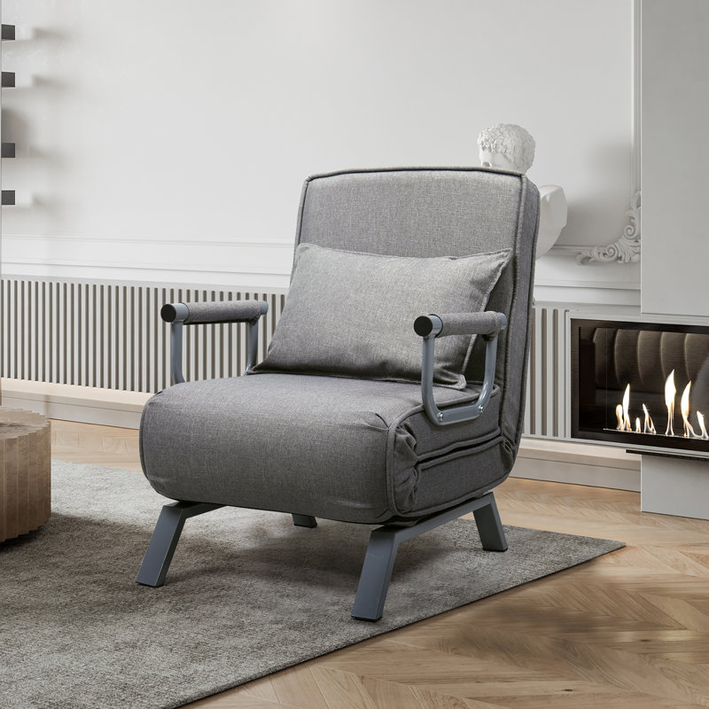 McKenney Twin 27.91'' Upholstered Futon Chair, Gray