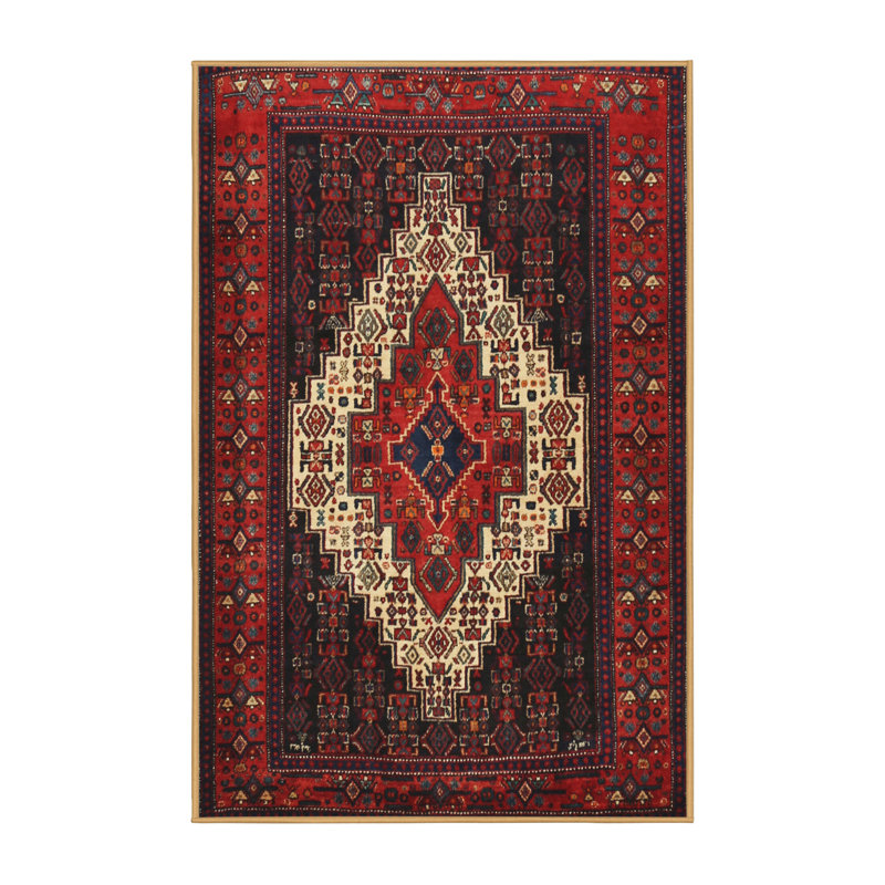 Tapis oriental rouge / crème, Rectangle 7 pi x 9 pi