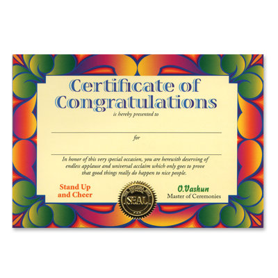 Certificat de félicitation