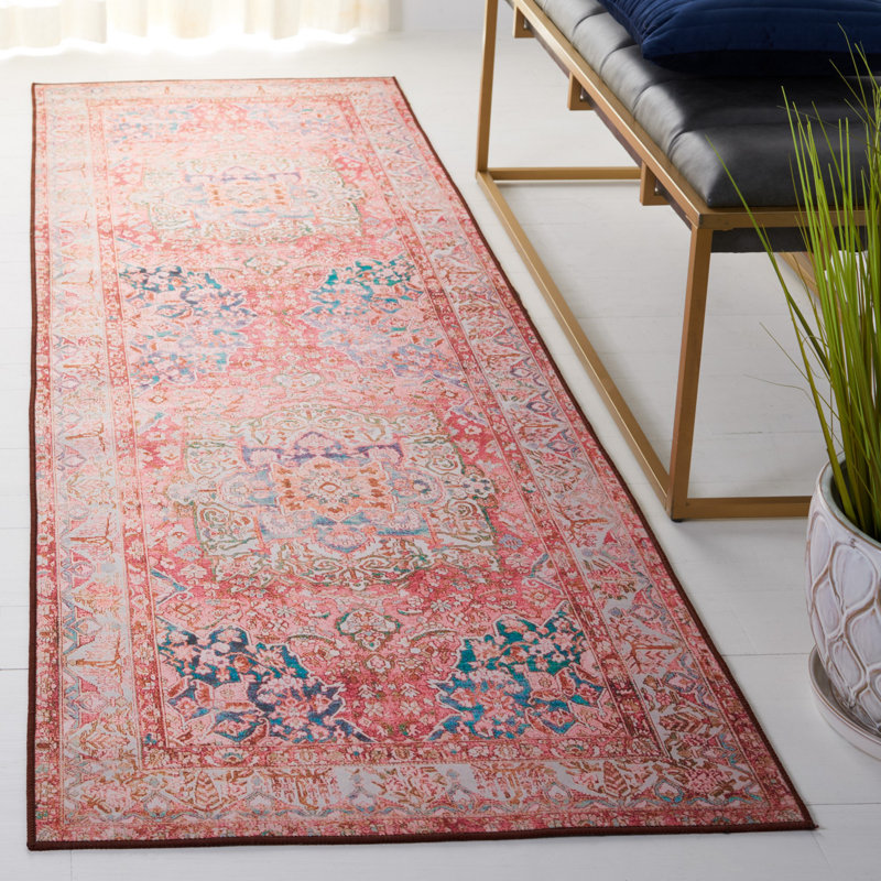 Tapis rose / beige Ionna 122, Tapis de couloir 2 pi 6 po x 8 pi