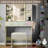 Lacorsha Makeup Vanity Set with LED Mirror ,Vanity Desk Stool with Power Outlet,2 Drawers,6 Shelves with Brightness Lighting, 1 Hair Dryer Holder-740935631