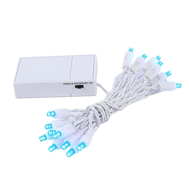 Mini guirlande de 20 ampoules del à grand angle de 3 pi à énergie extérieure Stryker, Bleu, Blanc