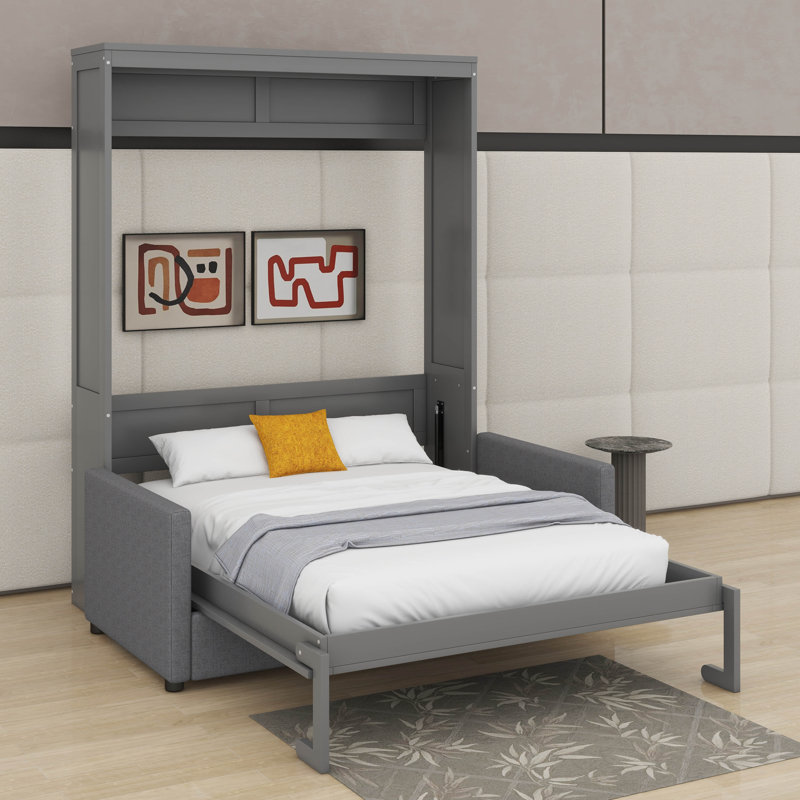 Grand lit escamotable avec coussin, Gris