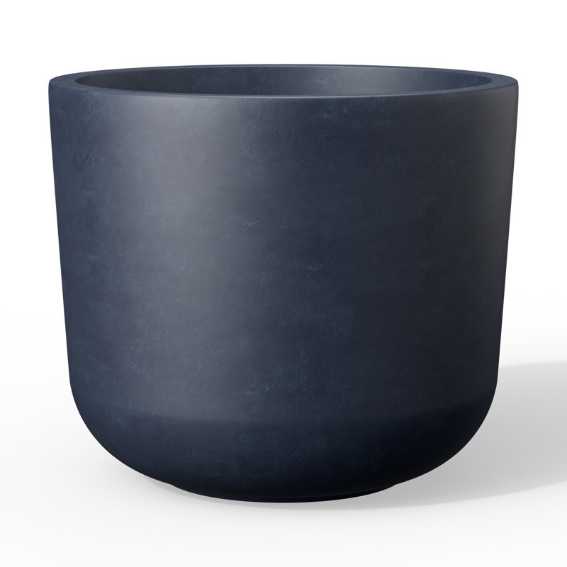 9.5 In. Small Concrete Round Planter / Pot With Drainage Holes, Granite Gray