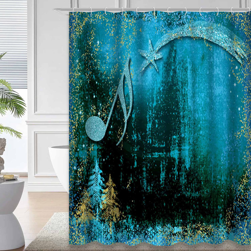Rideau de douche bleu imperméable, rideaux de douche pour la salle de bain avec 12 crochets, 72" L x 72" W