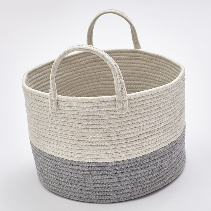 Fabric Laundry Hamper with Handles, Grey, 25" H x 40" W x 40" D