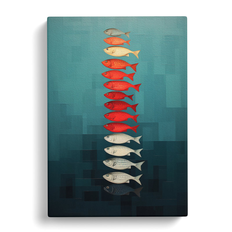 Fish Minimalism - Wrapped Canvas Print, 60cm H x 40cm W x 3cm D