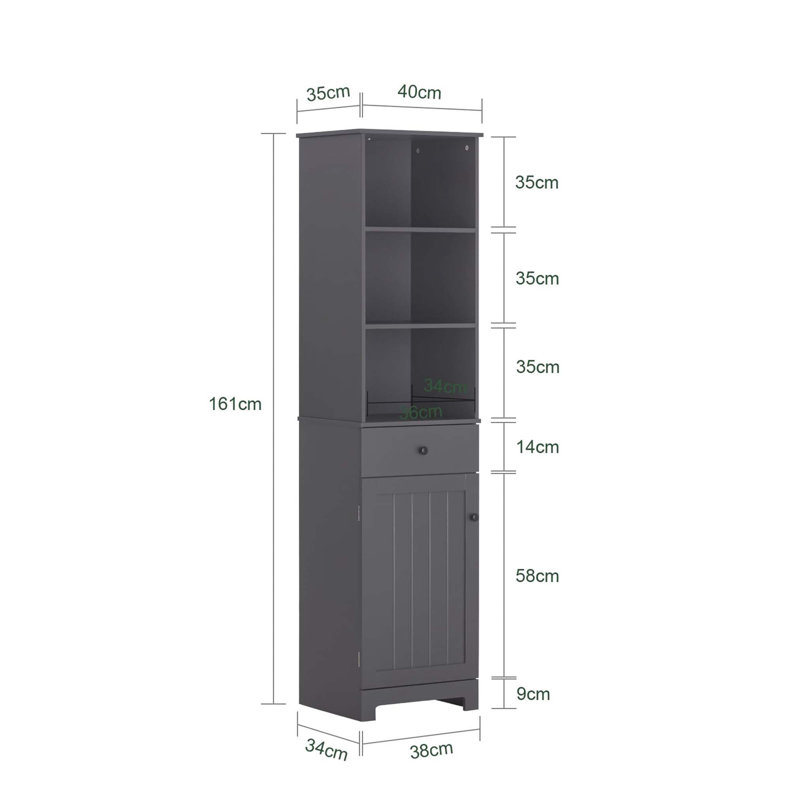 Aaleeyah Freestanding Linen Cabinet, Grey