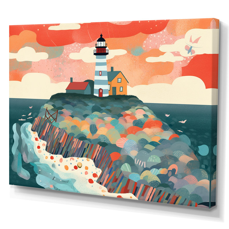 Phare côtier I sur toile, Toile tendue, H 24 po x l 32 po x P 1 po