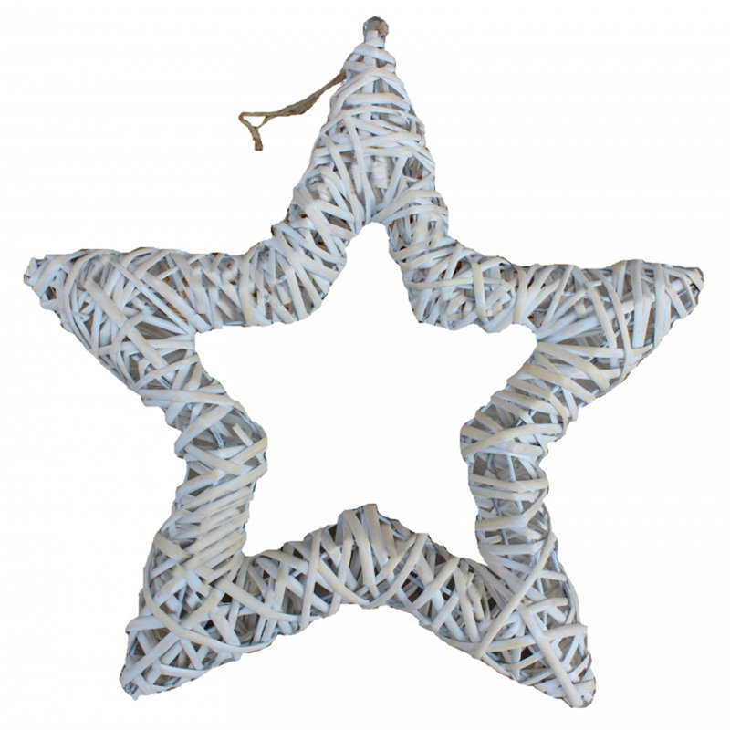 4.5cm Wood Astrology & Stars Tree Topper, White/Grey