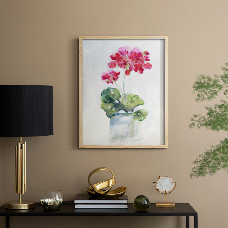 «Soft Geranium II», reproduction encadrée - bois massif, H 11 po x l 9 po