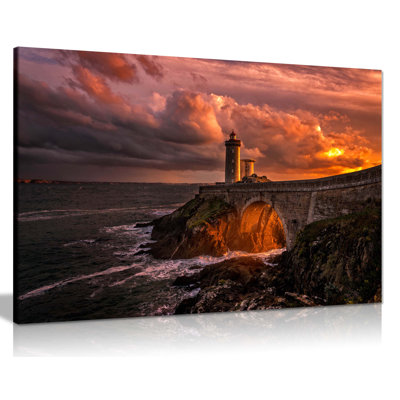 Sky Sunset Ocean Lighthouse - Wrapped Canvas Print