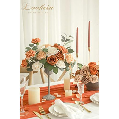 Boîte à fleurs artificielles 5 fleurs de style pour le bricolage décoration de mariage Bouquet centres de table allée arche fleur décoration nuptiale douche fête décoration de la maison, charmant terre cuite