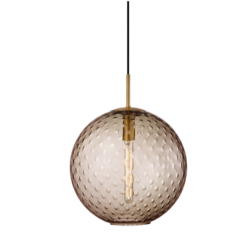 Rousseau 1 Light Pendant, 19" H X 16" W X 16" D, Clear, Aged Brass