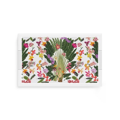 Plateau décoratif fantaisie en acrylique blanc tropical