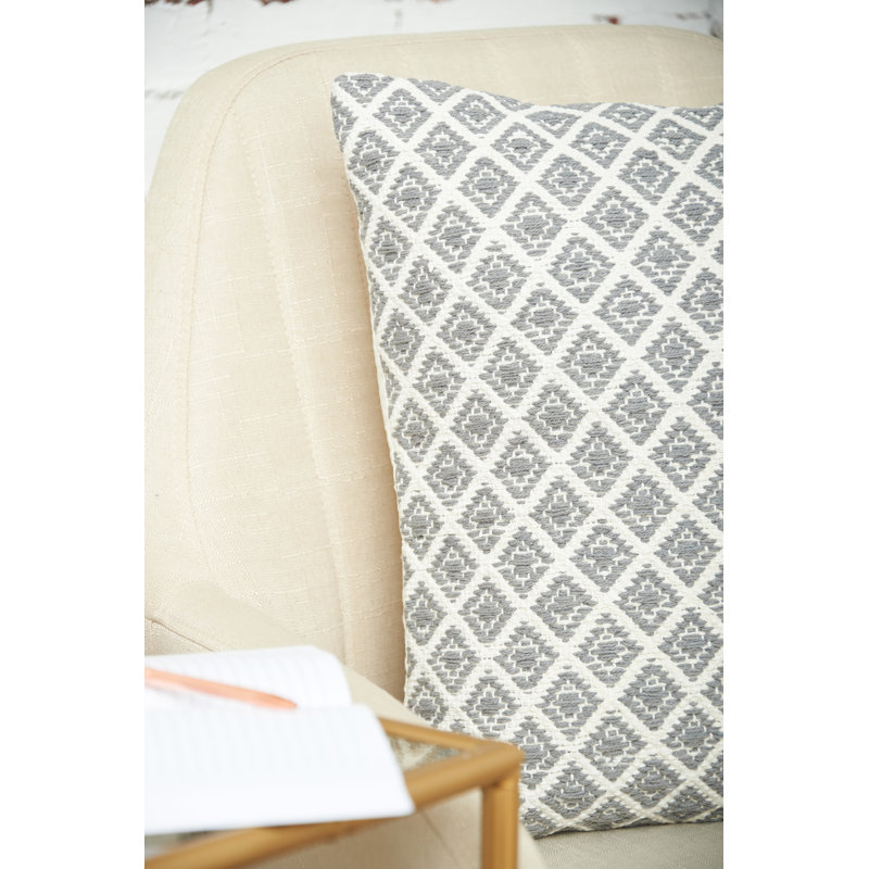 Bianca Geometric Woven Square Throw Pillow, Gray