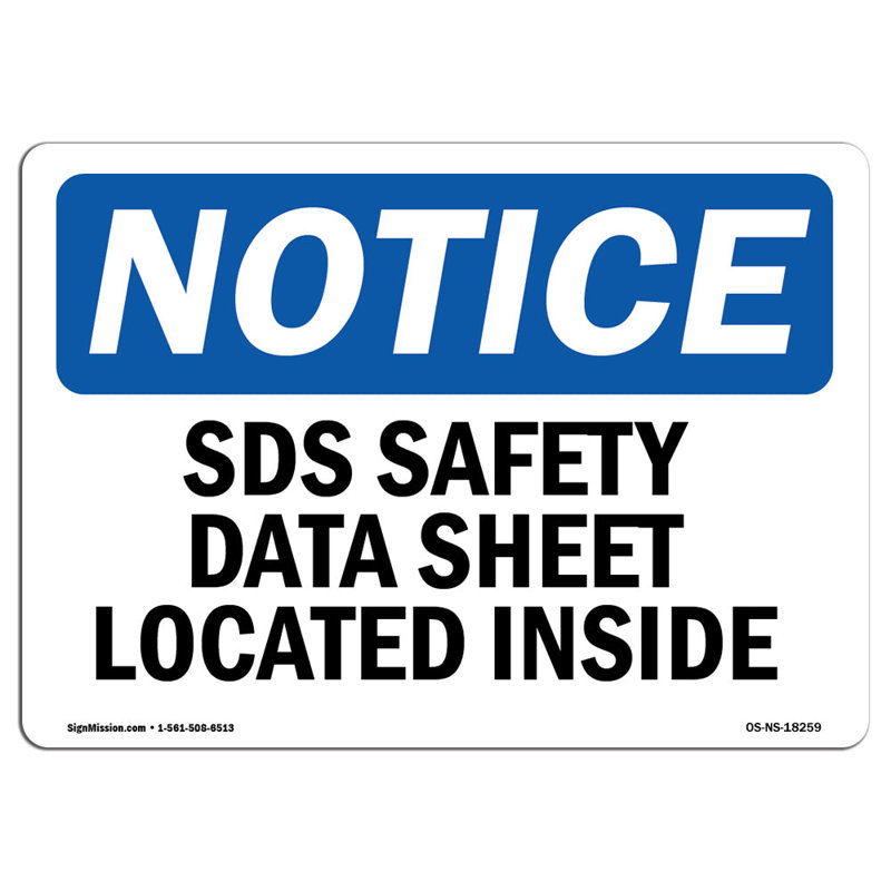 Fiche de données de sécurité SDS située à l'intérieur du panneau