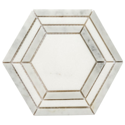 Santorini 4" x 4" Polished Marble Mosaic Floor and Wall Tile