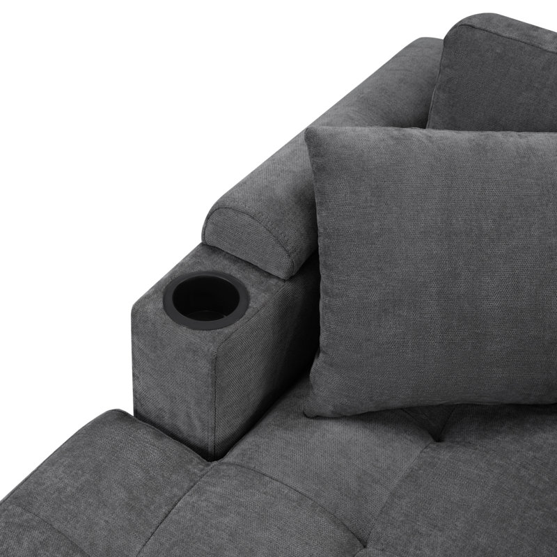 Three-Seate Modular Sectional Couch,Soft Chenille Fabric High-Density Foam,Tufted Cushion Backrest Design Ergonomic Design,Elegant Armrests,High Quality Wooden Base,Fits Bedrooms Living Rooms