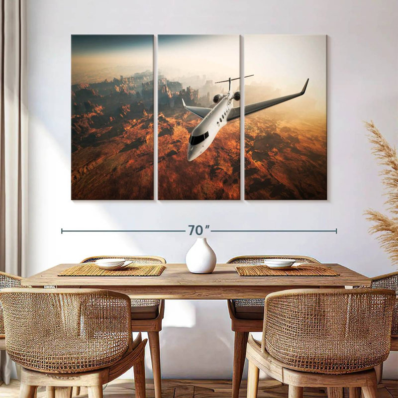 Mehar Private Jet Over Canyon, 32" H x 50" W