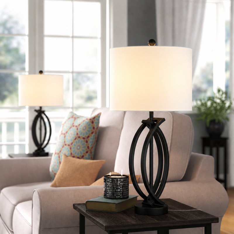 Ensemble de lampes de table 26 po en métal noir avec lumière à intensité variable 3 lumières Burholme