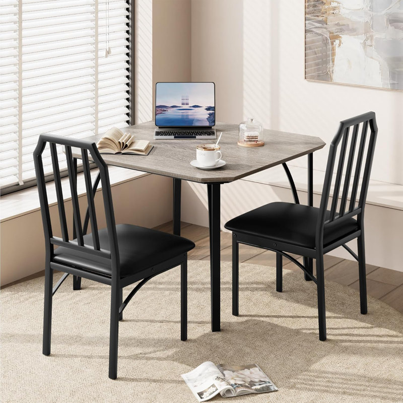 Dining Table Set, Kitchen Table And Chairs With Padded Seats, Dining Room Table Set With Angular Design For Small Space, Home Kitchen, Apartment