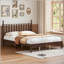 Queen Size Retro Platform Bed with Gourd Shaped Headboard and Wooden Slats-1047487520