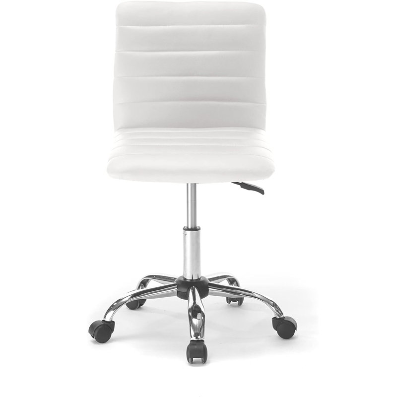  Chaise de bureau roulante en similicuir, Blanc
