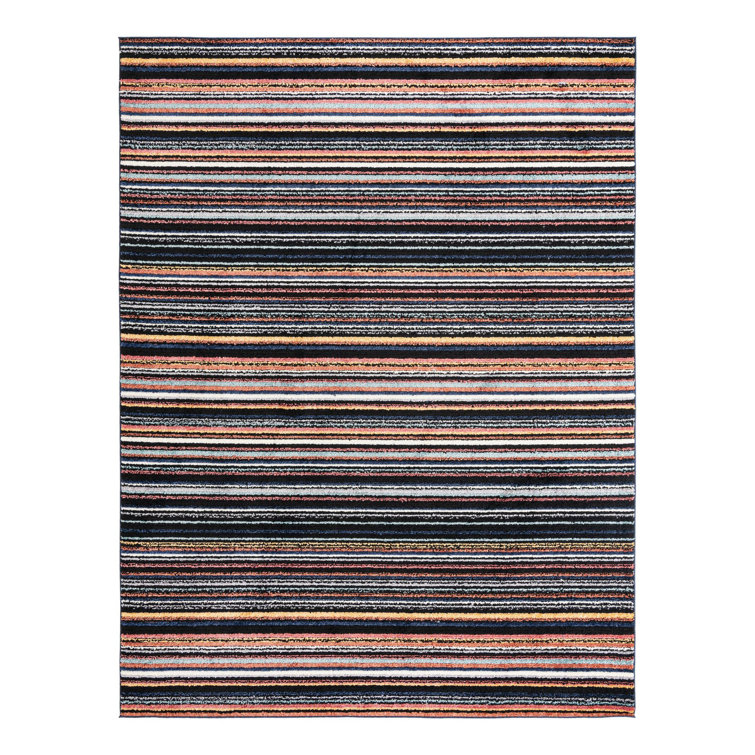 Tapis rayé noir / orange / blanc Prentice