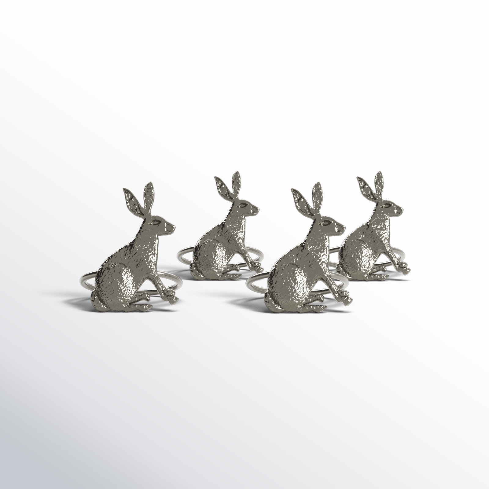 Silver Rabbit Napkin Rings, Silver