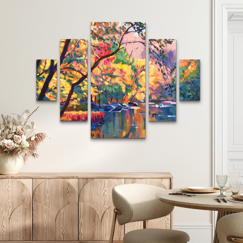 Ensemble de 5 panneaux muraux - David Lloyd Glover «Color Reflections», art mural sur toile pour le salon, la chambre à coucher ou le bureau 