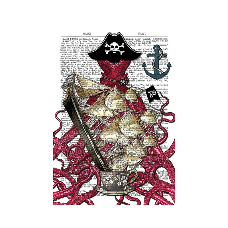 Pirate Octopus by In The Frame Shop - No Frame Gallery-Wrapped Canvas Giclée on Canvas, 66.04 cm H x 45.72 cm W
