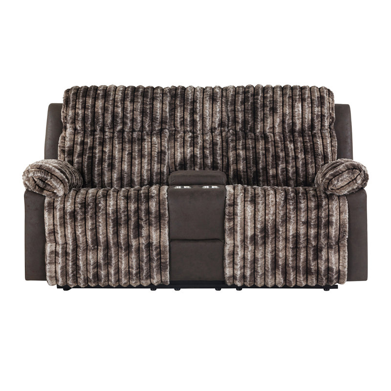 Bruni Brown Console Reclining Loveseat