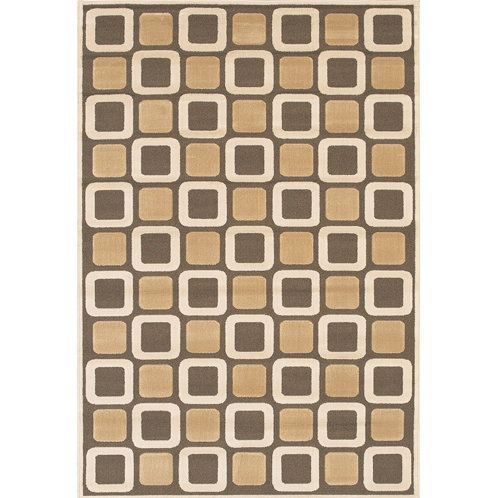 Tapis d'intérieur brun clair en polypropylène géométrique Veliz, Rectangle 7 pi 10 po x 10 pi 6 po